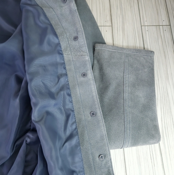 Vintage J Marco Tailored Suede Jacket in Cool Blue Size Large - Picture 8 of 12